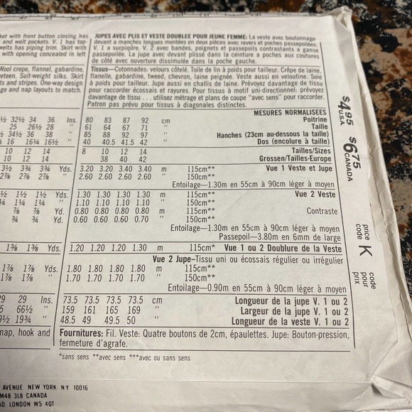 UNCUT - Simplicity 6980 Womens Skirt Jacket Sewing Pattern Size 10. - Picture 5 of 6